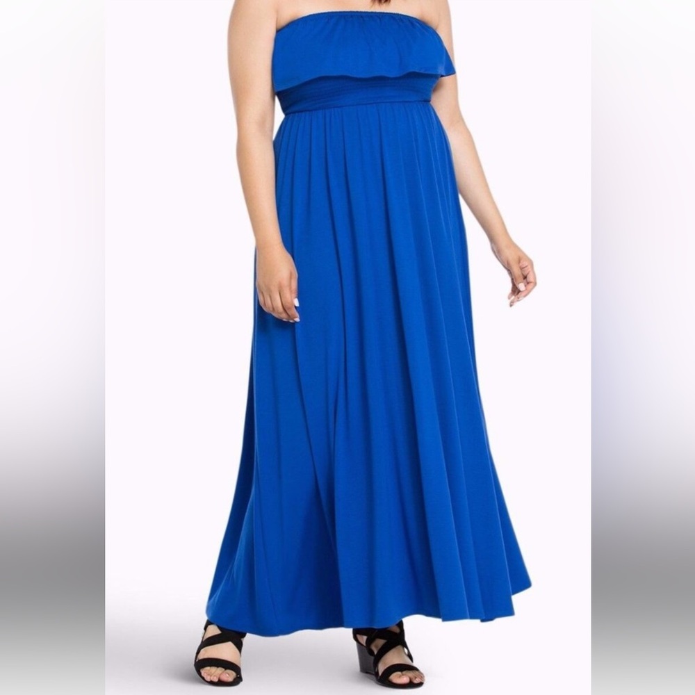 Torrid Smocked Tube Maxi Dress Blue Plus Size 0 L/XL #C11176